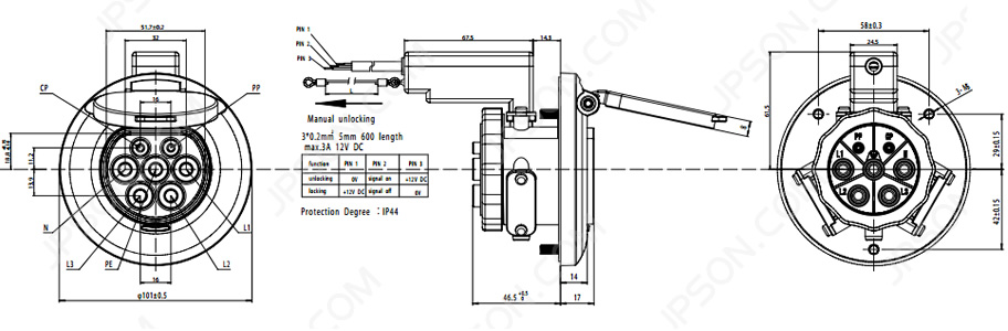 Type2 Female Socket CAD Drawing